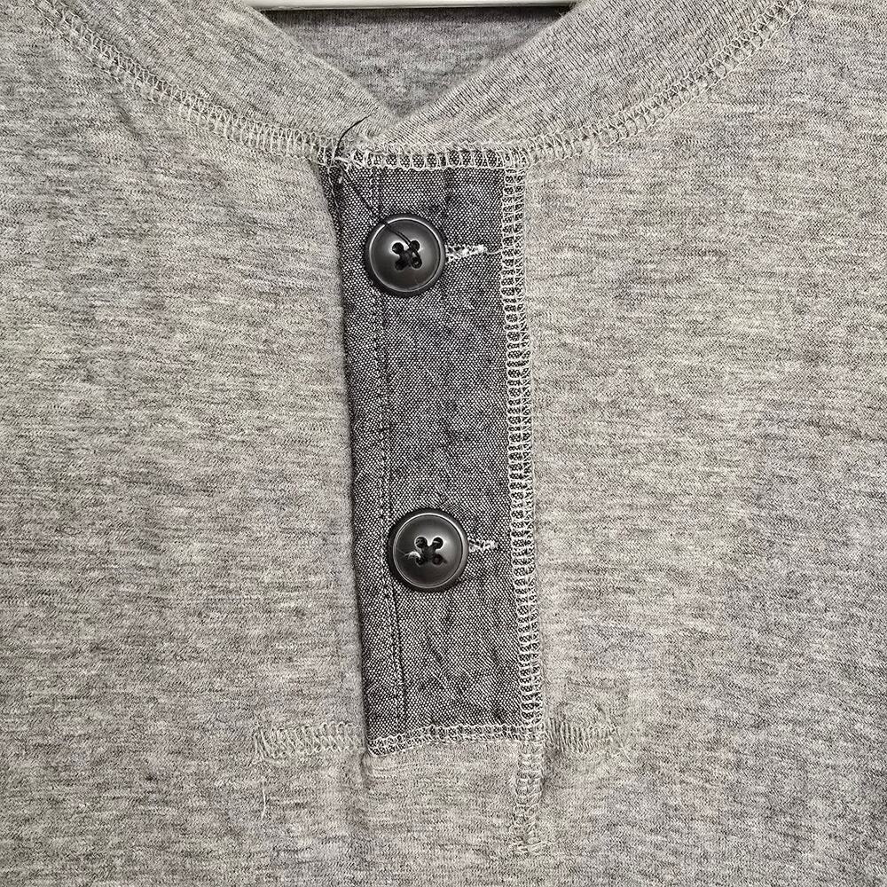 Men's Grayers Gray Long Sleeve Henley Top | Size XL - Picture 4 of 9